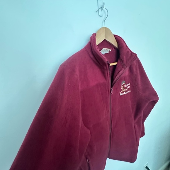 Vintage Fleece Sweater Northern Getaway Fleece Burgundy Cozy New Brunswick - Picture 11 of 14